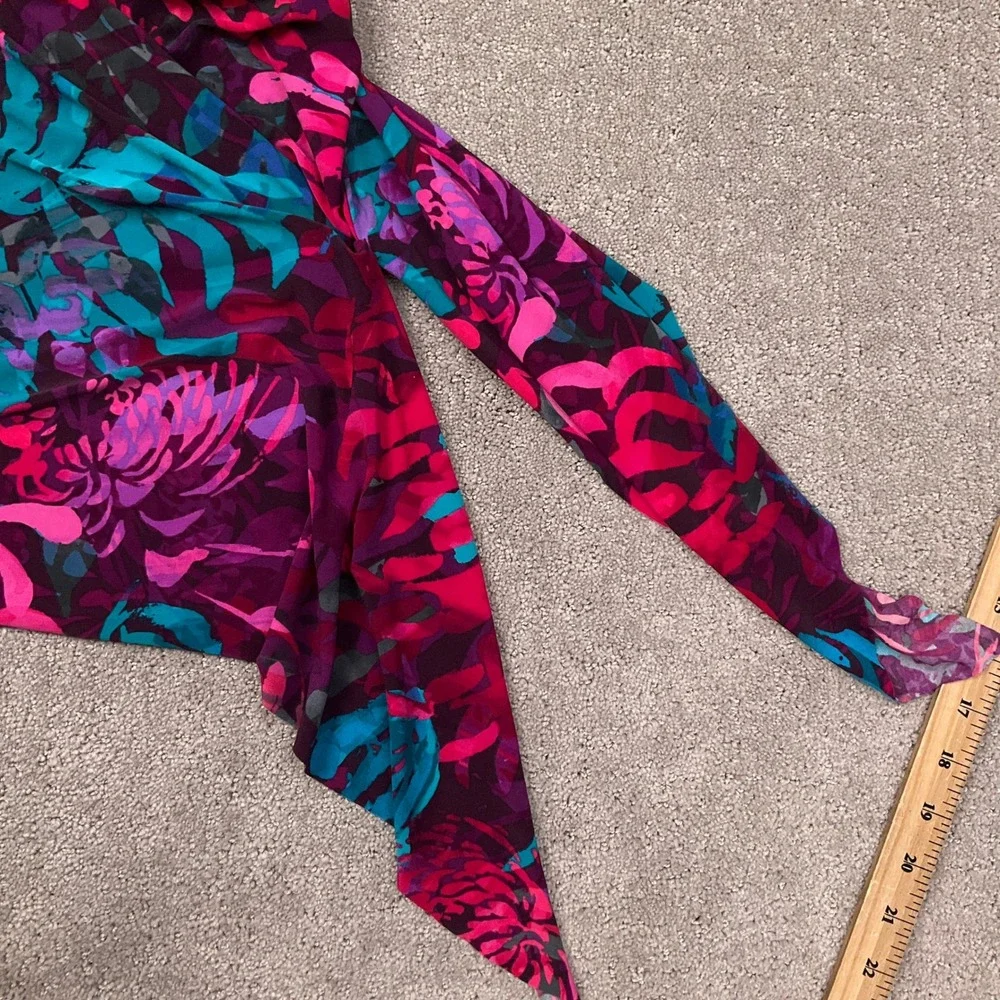 Magicsuit Tankini Top Womens 10 Pink Purple Tropical Floral‎ Swim Side Tie